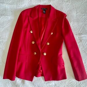 Bold Red Blazer with Gold Accents